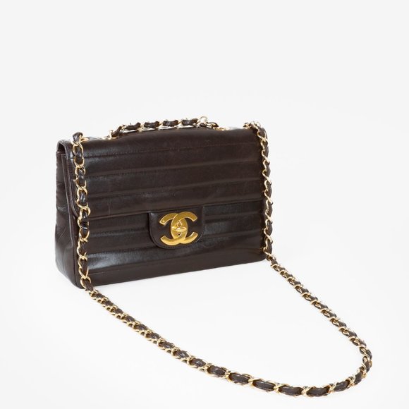 *SOLD* Chanel Vintage CC Horizontal Quilt Brown Jumbo Flap Bag - Picture 7 of 15